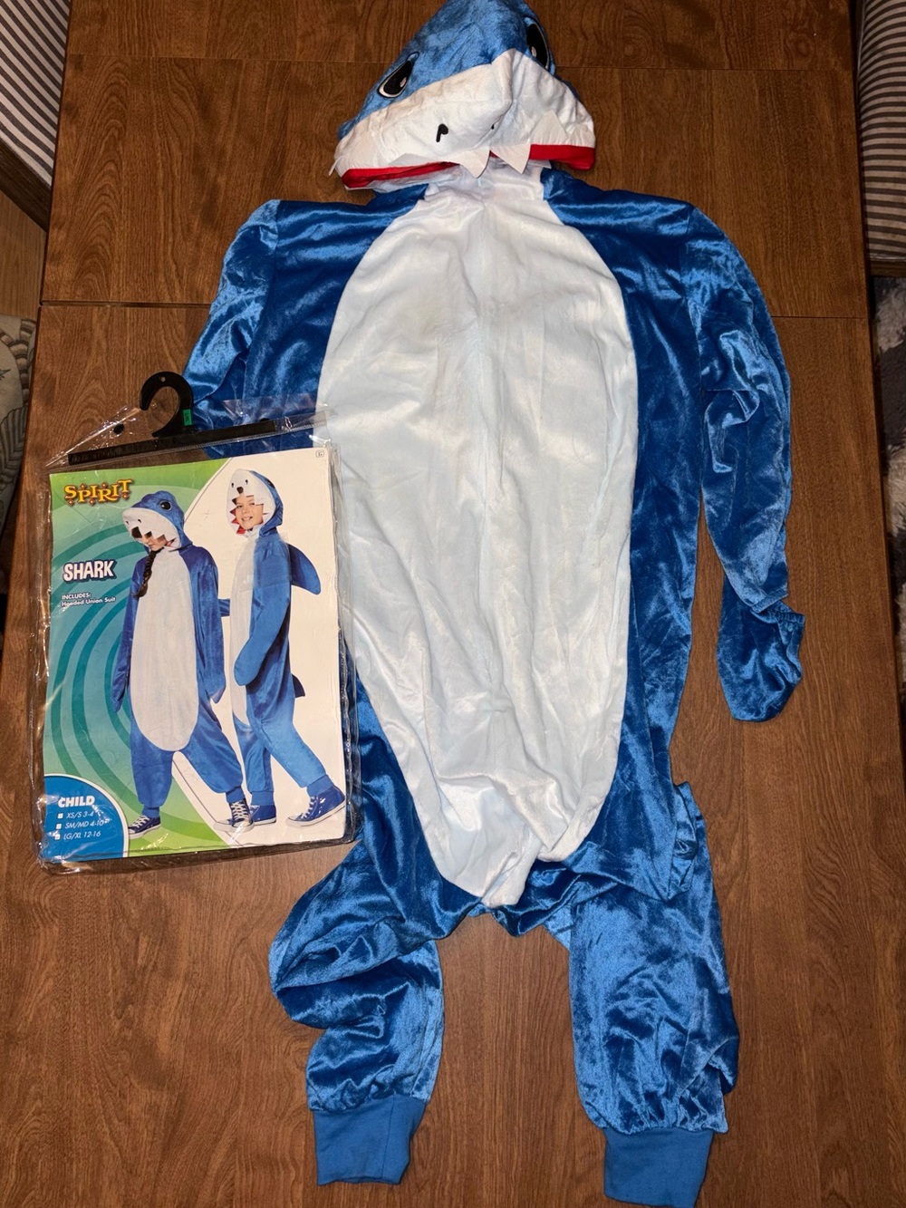 Spirit Blue and White Shark Costume Onesie Hoodie